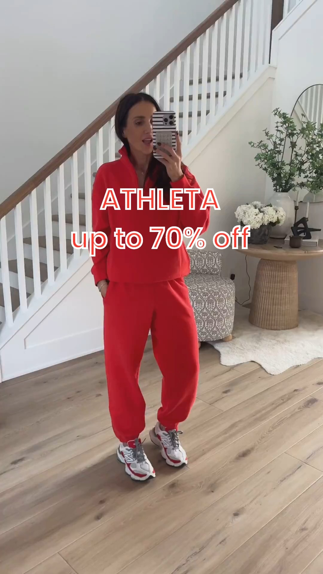 ATHLETA Semi Annual Sale up to 70% off. I’m wearing size extra small in sweatshirt and sweatpants. 

#LTKActive #LTKSaleAlert #LTKOver40