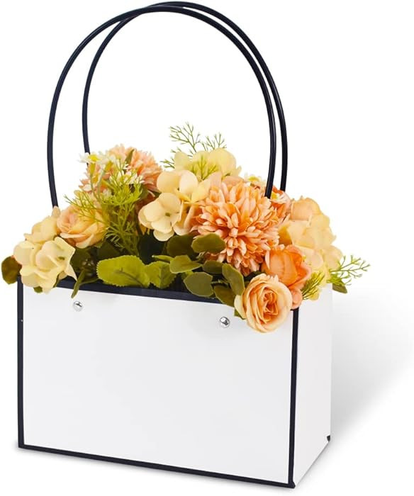 BEISHIDA White Flower Gift Bags for Bouquets,4PCS Rectangle Flower Bouquet Box with Handle for Bo... | Amazon (US)