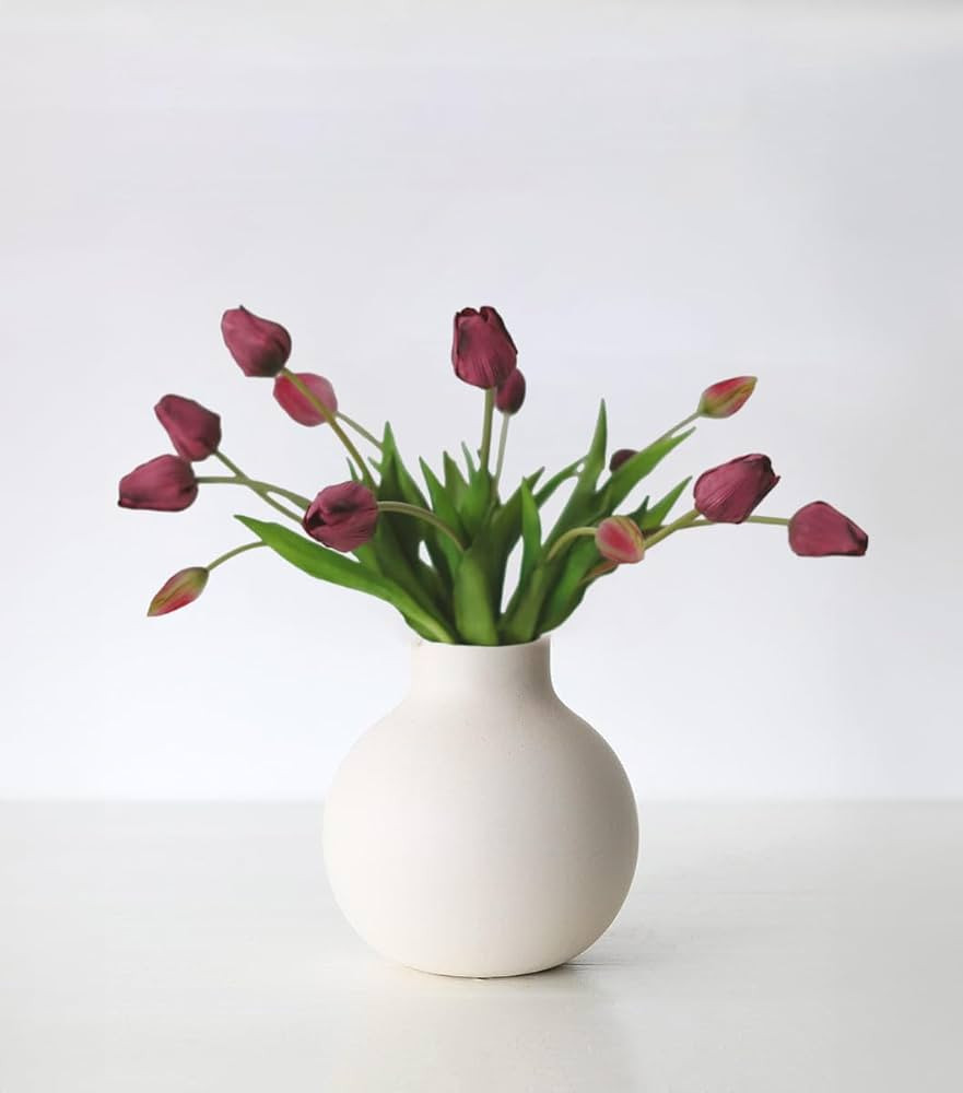 ANNIE&PANDA Real-Touch 5-Head Mauve Artificial Tulip Flowers 16 Inches, Soft Rubber, Fully-Wired ... | Amazon (US)