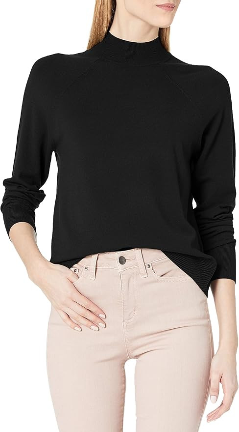 Daily Ritual Women's Fine Gauge Stretch Ribbed Mockneck Sweater | Amazon (US)