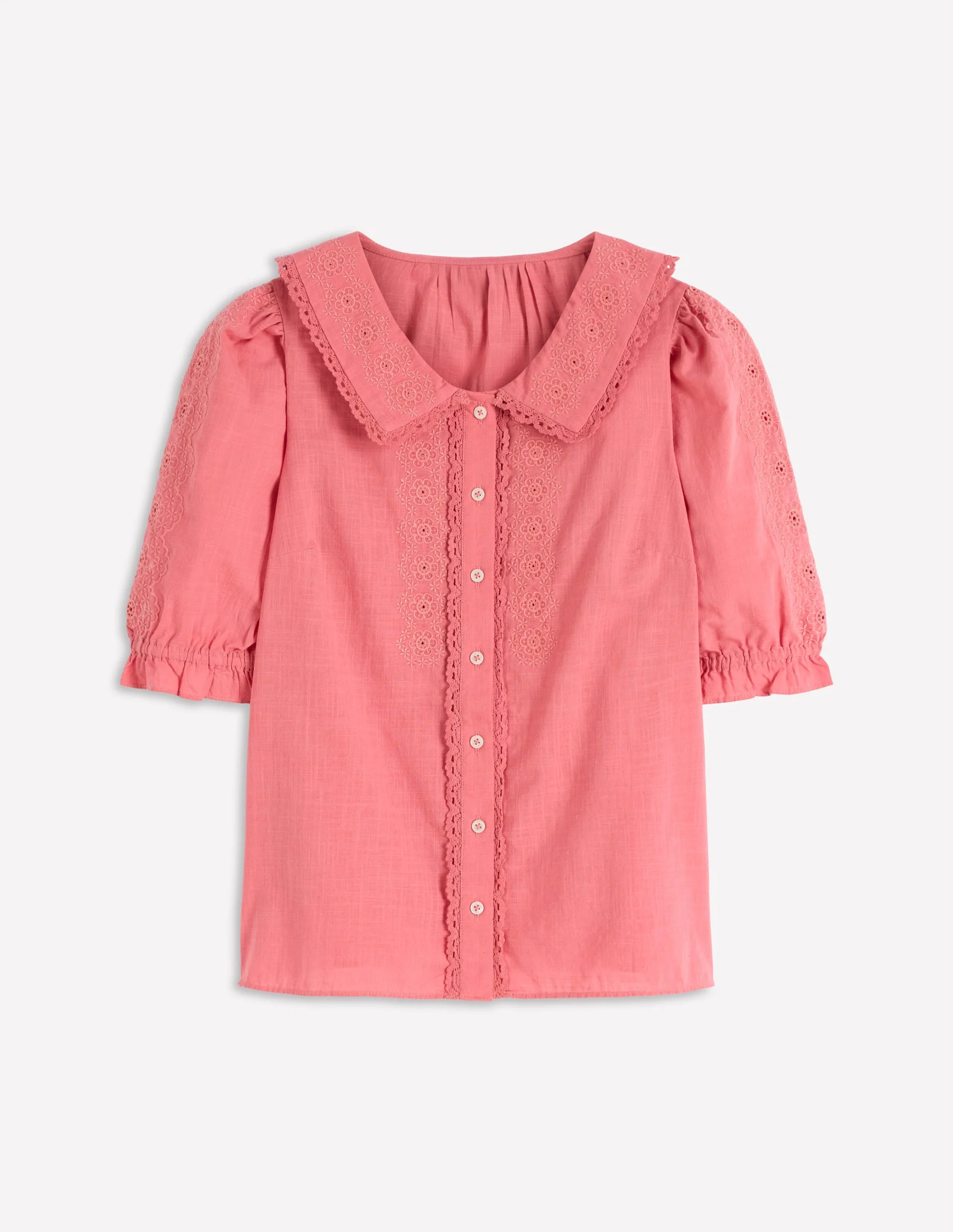 Kurzärmliges Oberteil mit hübschem Kragen-Weiß | Boden DE