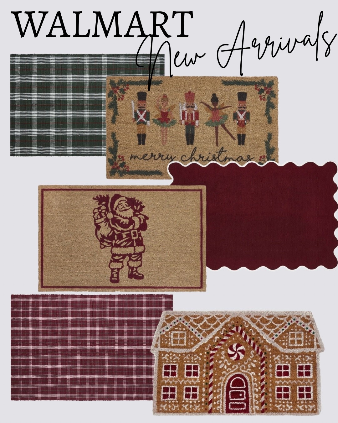 Christmas door mats 






Front porch decor 
Christmas decor 
Home decor finds 
Walmart home 
Walmart Christmas 
Layering rug
Plaid rug

#LTKSeasonal #LTKHome