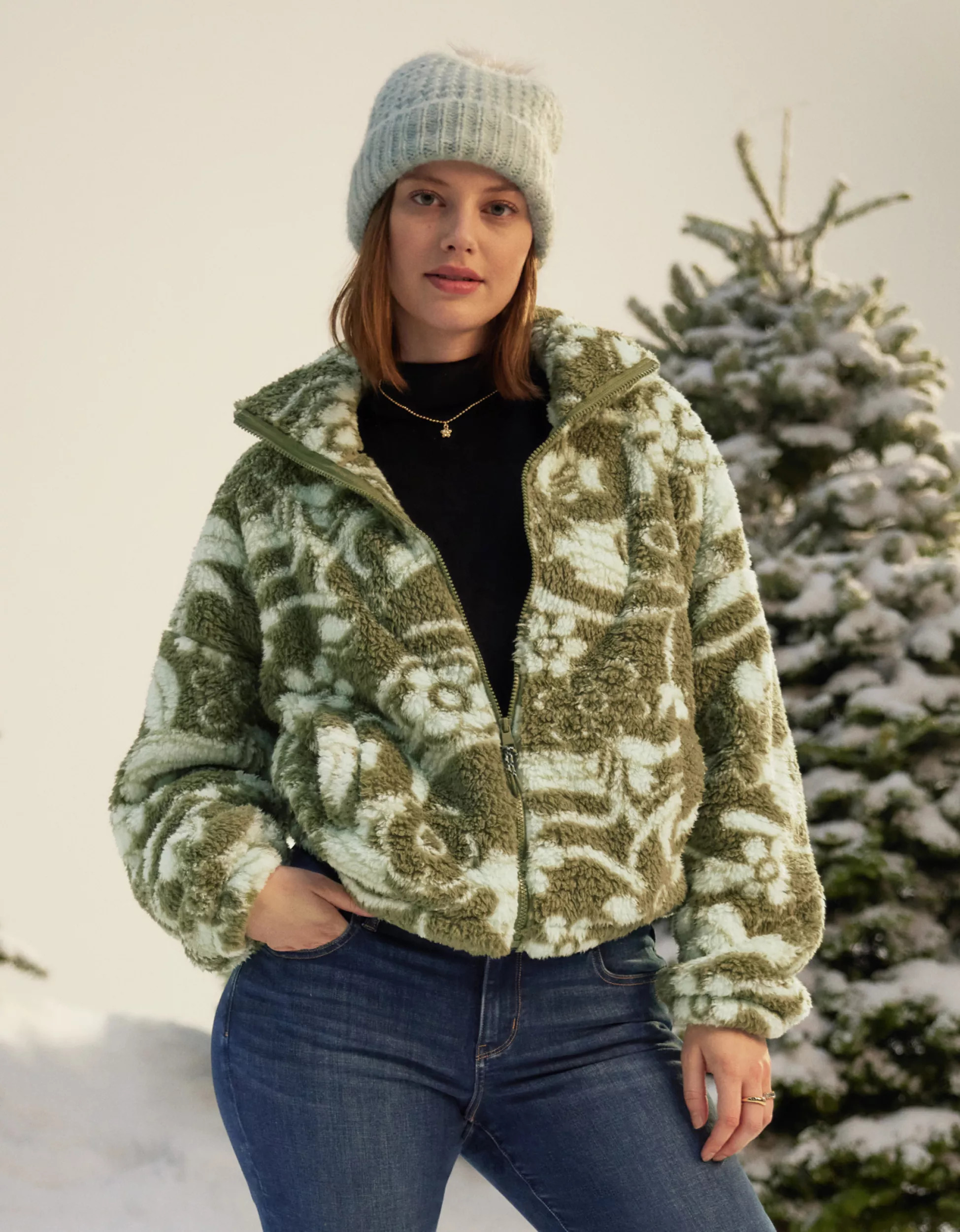 AE Zip-Up Bear Hug Sherpa Jacket | American Eagle Outfitters (US & CA)