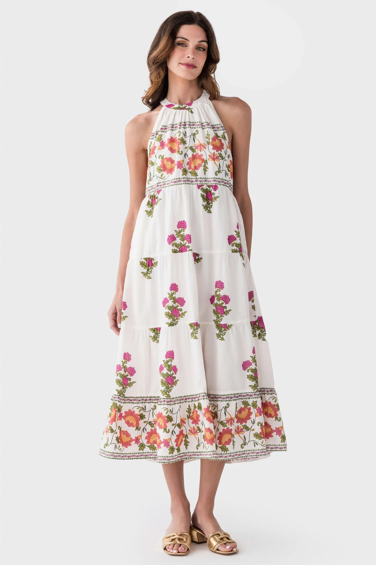 THML Sutton Halter Floral Print Maxi Dress | Social Threads
