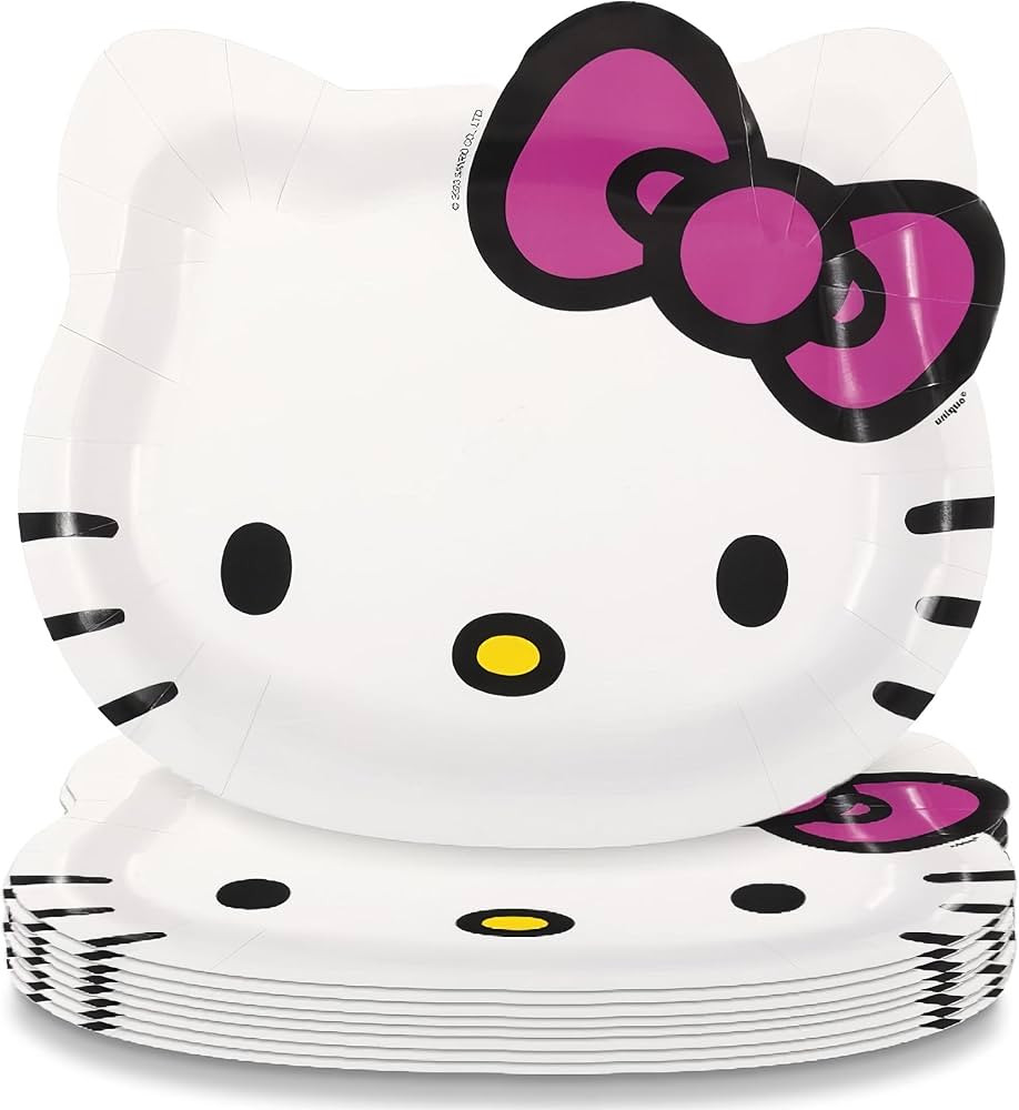 Unique White Hello Kitty Shaped Paper Plates - 8.50" x 7.38" (Pack of 8) - Fun Character Design, ... | Amazon (US)