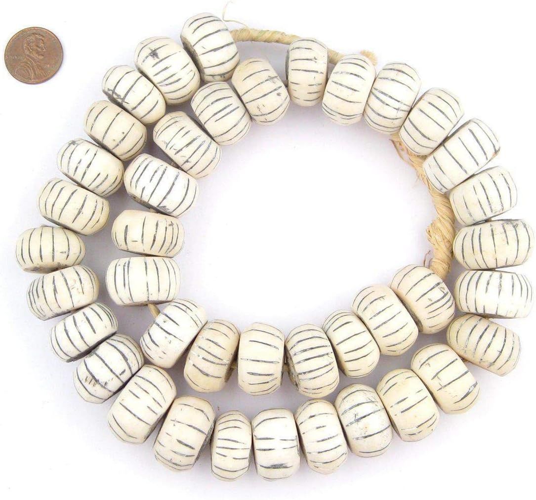 Carved White Bone Beads - Full Strand of Fair Trade Artisanal African Beads - The Bead Chest (Wat... | Amazon (US)