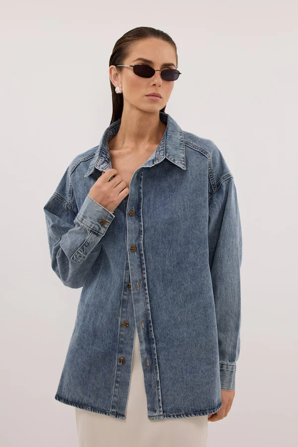 ASHTON CLASSIC BLUE OVERSIZED DENIM SHIRT | DISSH