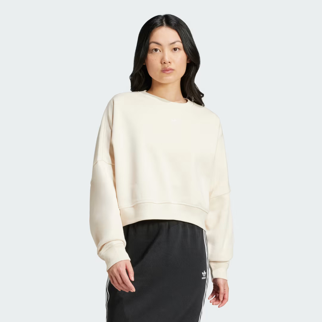 adidas Essentials Crew Fleece Sweatshirt Wonder White L Womens | adidas (US)