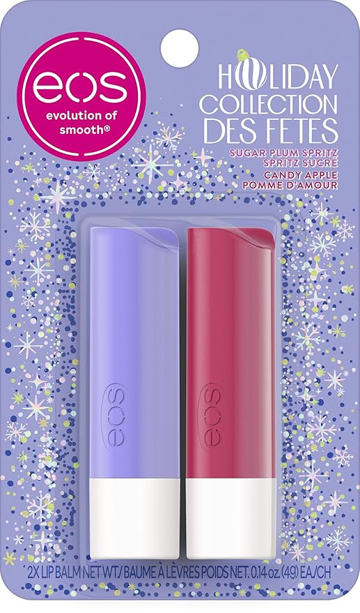 eos Holiday Lip Balm Sticks, Sugar Plum Spritz & Candy Apple, Limited Edition Lip Care, Stocking ... | Amazon (US)