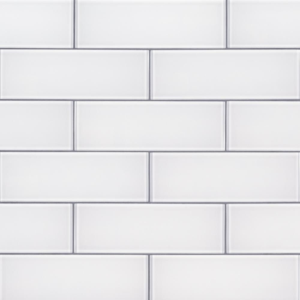 MSI Ice 3 in. x 9 in. Glossy Glass White Subway Tile Sample (0.19 sq. ft.) | The Home Depot