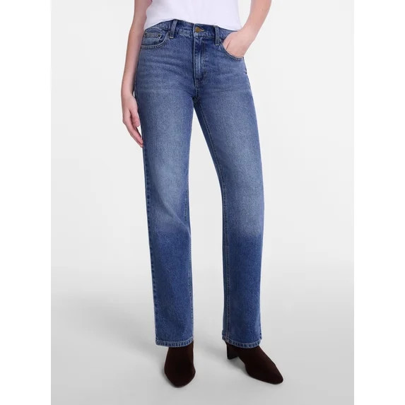 Scenario Women's High Rise Straight Leg Jeans, 30" Inseam, Sizes 0-20 | Walmart (US)