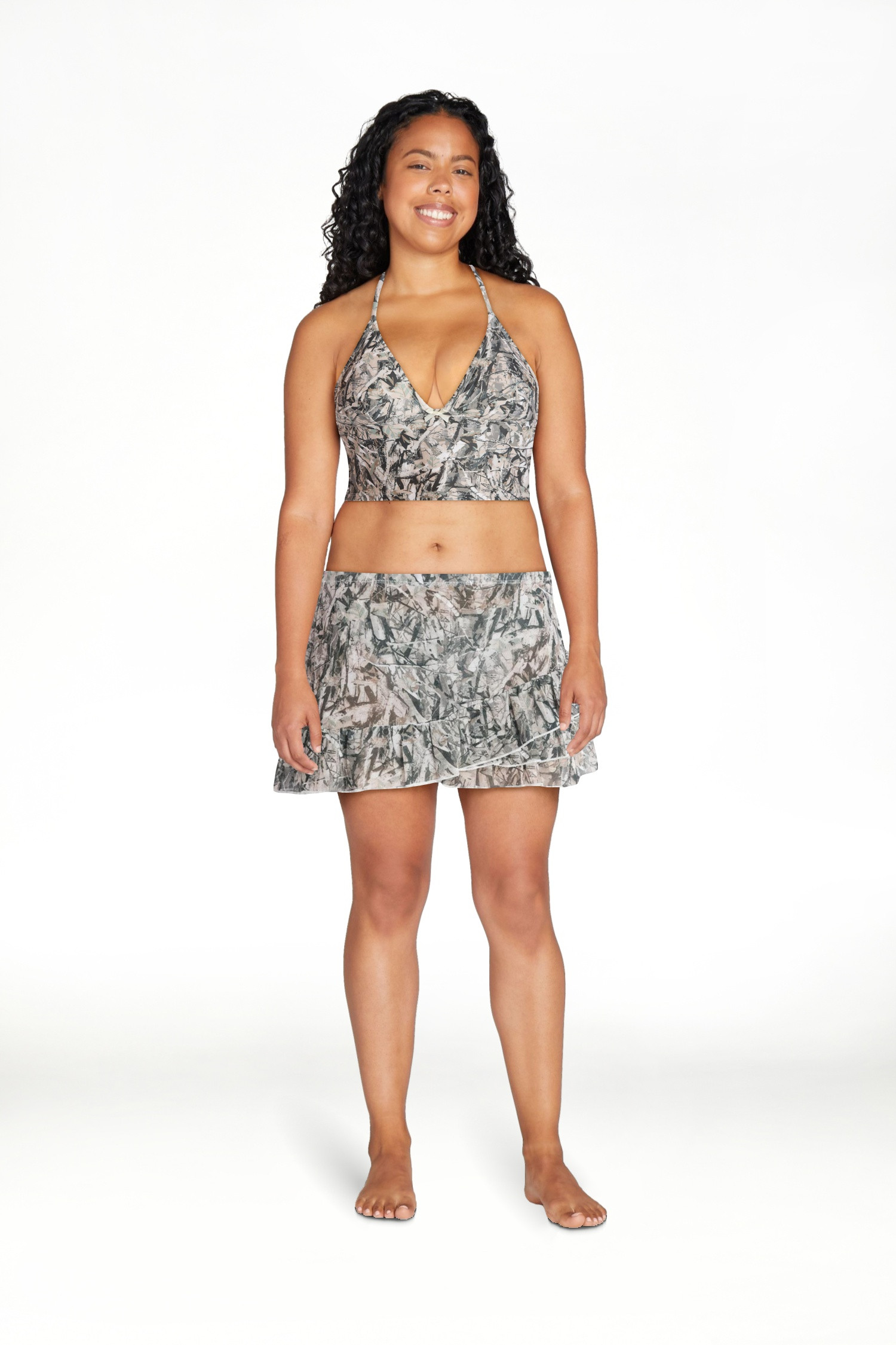 No Boundaries Camo Ruffle Layered Skirt Swim Coverup, Women's XXS-XXL | Walmart (US)