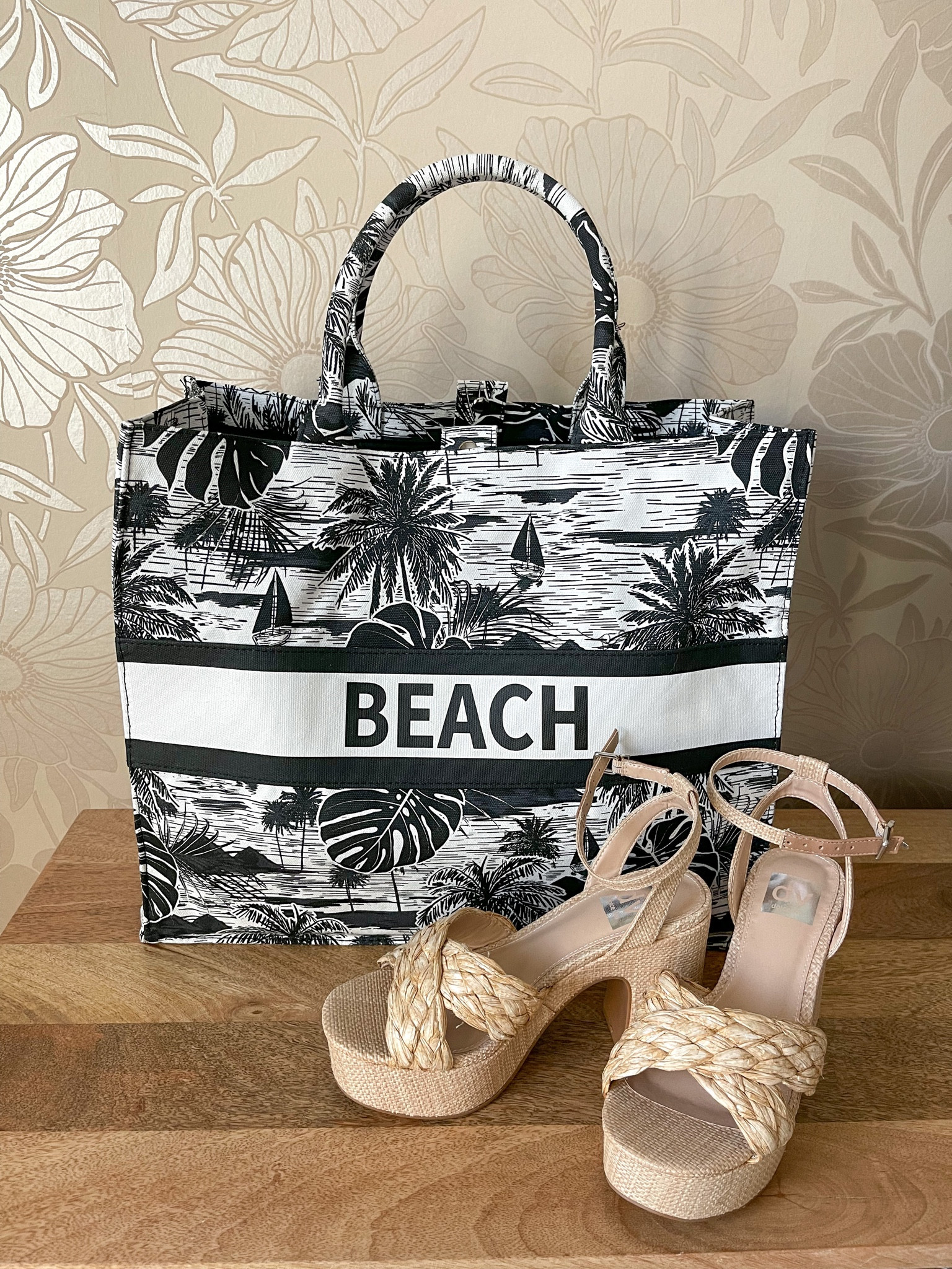 Love this beach tote! 

Tote bag, raffia shoes, platform heels, summer, spring 

#LTKitbag #LTKshoecrush #LTKSeasonal