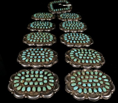 Old Pawn Vintage Navajo Handmade OLD Sterling & Turquoise Concho Belt Set  | eBay | eBay US