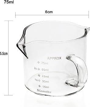 NCnnwovf 2 Pack 75ML/2.5OZ Double Spouts Measuring Triple Pitcher Milk Cup with Handle Espresso S... | Amazon (US)