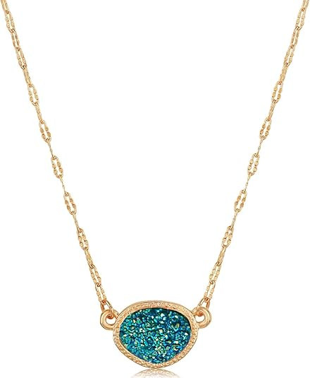 Humble Chic NY Simulated Druzy Pendant Necklace for Women with Sparkly Oval Stone - Gold, Silver,... | Amazon (US)