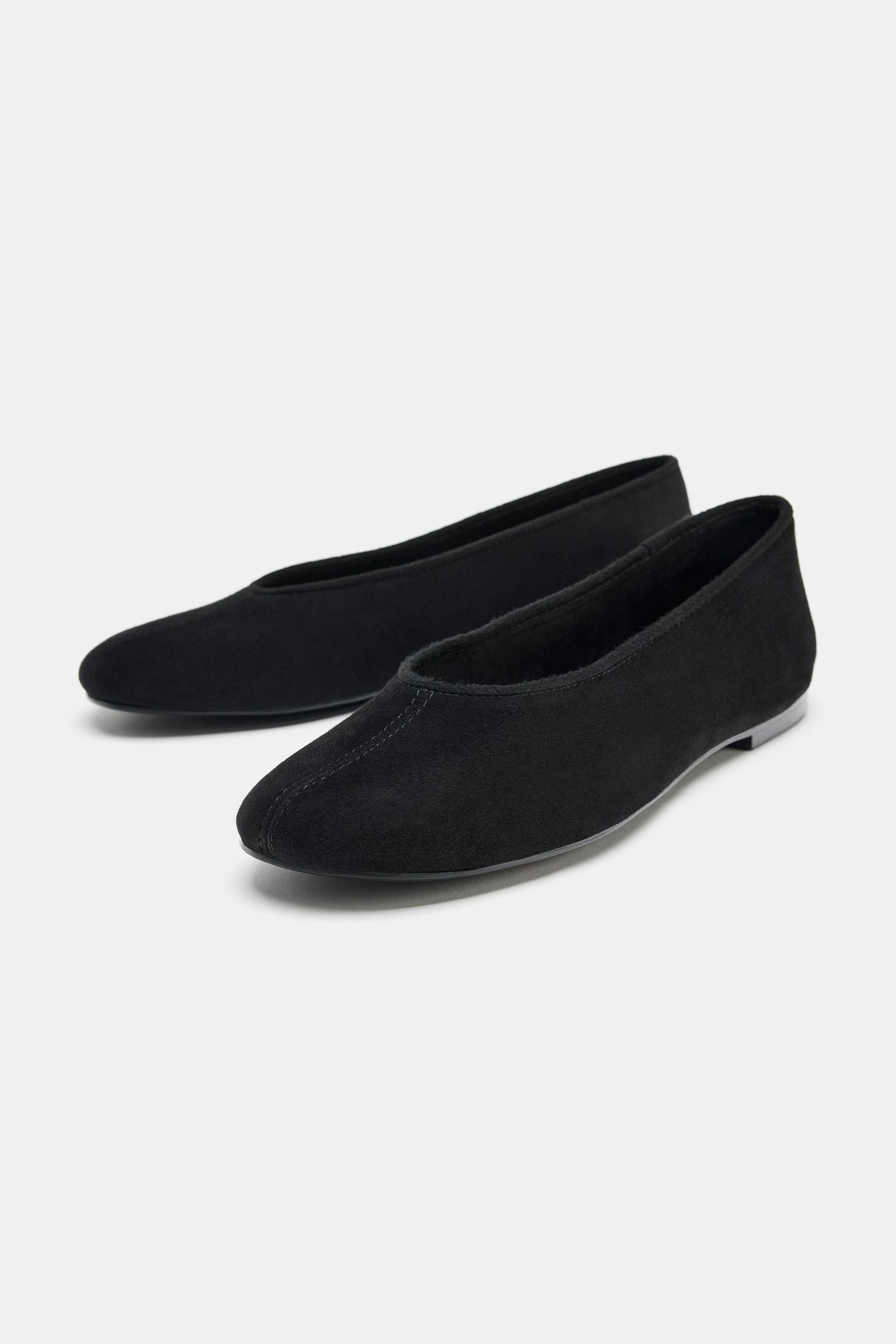 FLACHER BALLERINA AUS WILDLEDER | Zara DE
