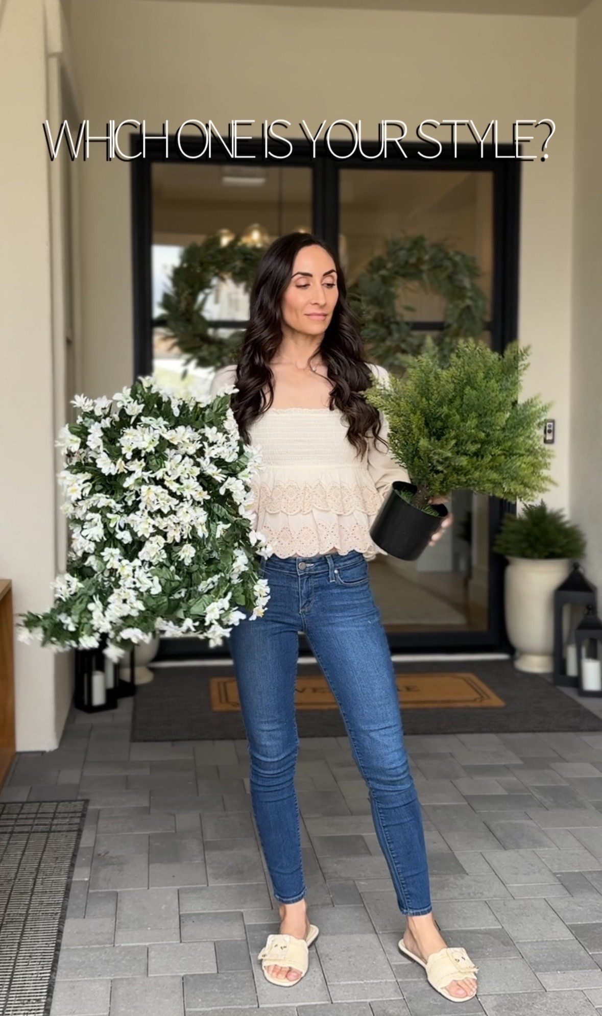 Florals or just greenery? Both are outdoor rated.

Spring outdoor patio with beautiful lounge seating, cozy conversation chairs, and layered outdoor lighting designed for relaxed, elevated entertaining. This organic modern patio features neutral outdoor furniture, weather-resistant cushions, sculptural outdoor planters, and fresh spring florals to create a warm and inviting outdoor living space. Soft ambient lighting, lanterns, and string lights add a welcoming glow for evening gatherings, while oversized planters filled with seasonal blooms and greenery bring color, texture, and life to the patio. Ideal inspiration for a modern backyard patio, spring patio decor, outdoor lounge seating, stylish outdoor lighting, and elegant outdoor entertaining spaces.

#LTKHome #LTKSeasonal