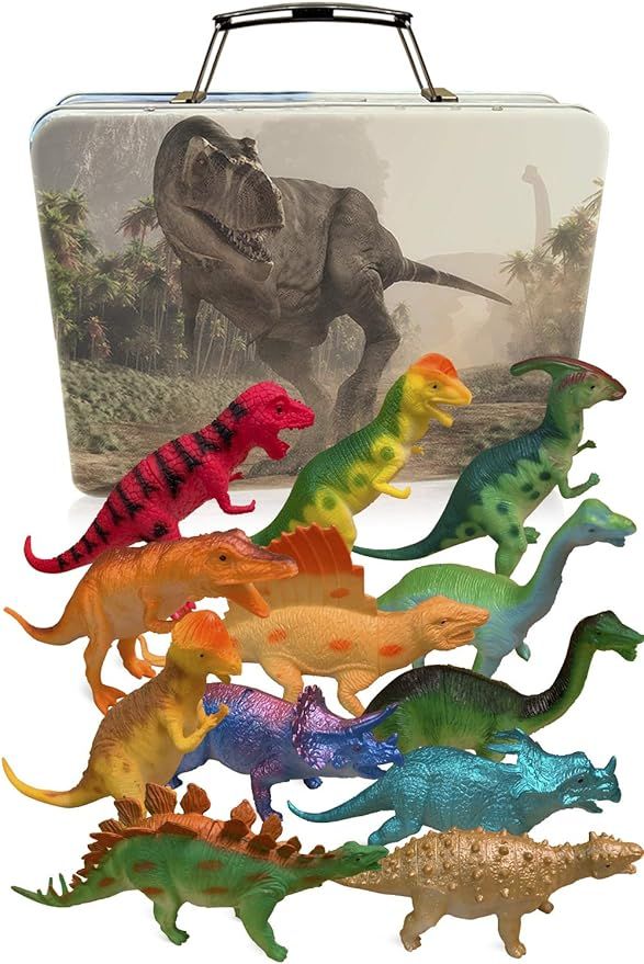 3 Bees & Me Dinosaur Toys for Boys and Girls with Storage Box - 12 Large 6 Inch Toy Dinosaurs & C... | Amazon (US)