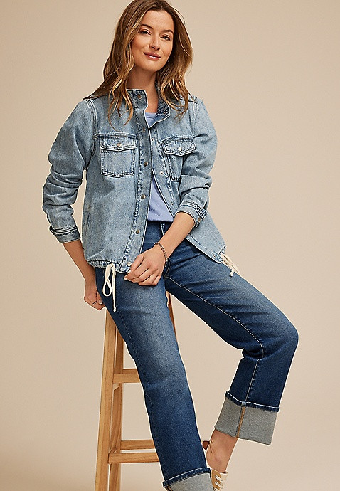 Cinch Hem Denim Jacket | Maurices