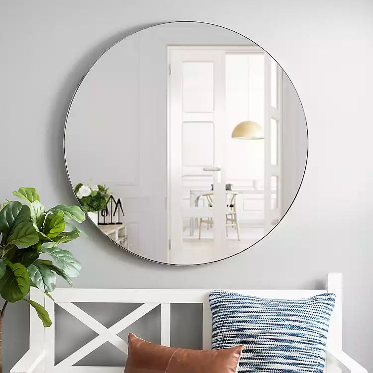 Silver Metal Linear Round Mirror, 37.5 in. | Kirkland's Home