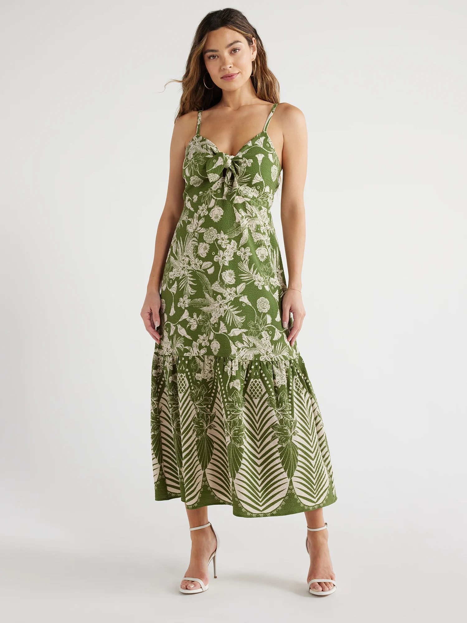 Sofia Jeans Women's and Women's Plus Tie Front Cutout Maxi Dress, Sizes XS-5X | Walmart (US)
