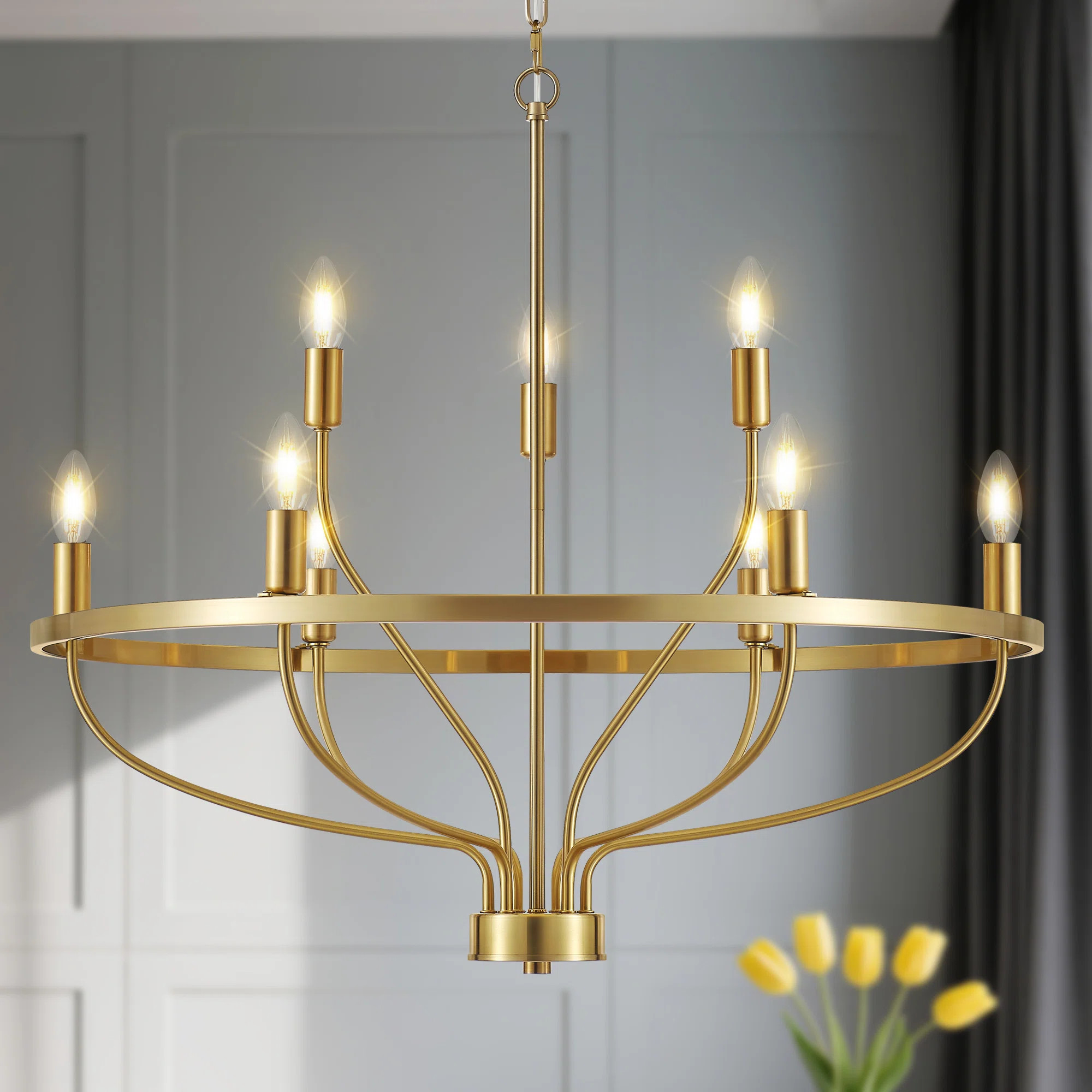Mid Century Modern Large Golden Chandelier | Wayfair North America