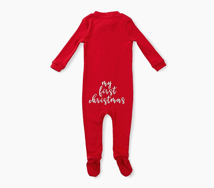 My First Christmas Nursery One Piece Pajama, 12-18 Months, Red | Pottery Barn Kids