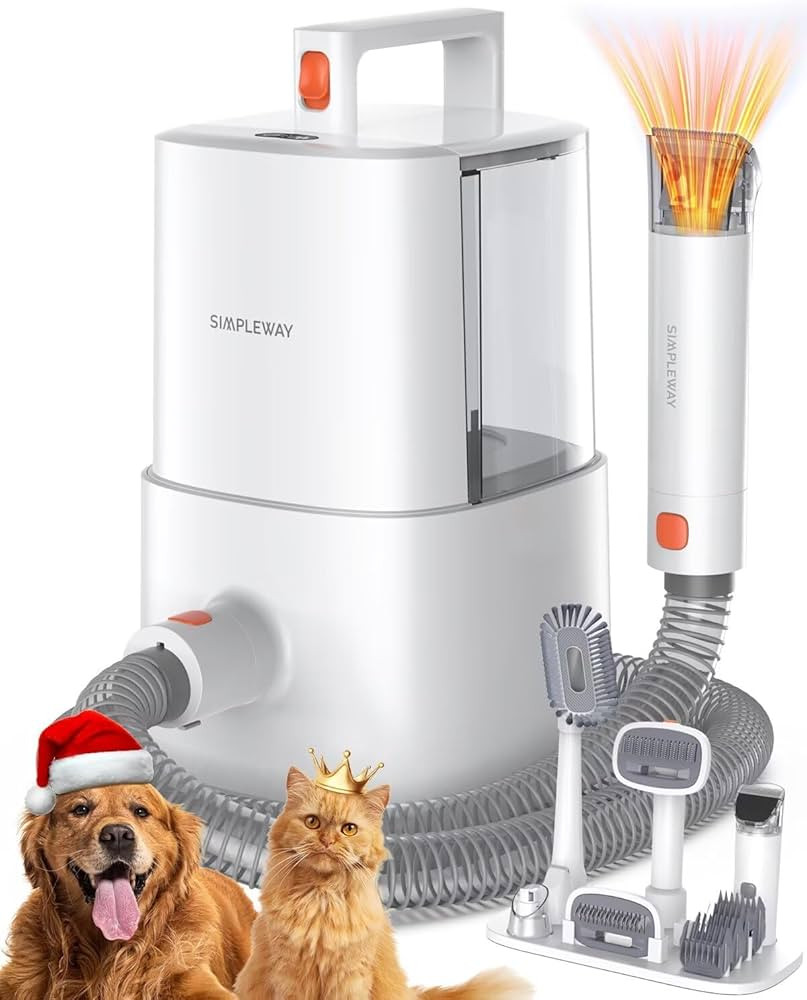 Dog Vacuum Grooming Kit for Shedding: 2.5L Professional Hair Clippers Pet Groomer - 12kPa Suction... | Amazon (US)