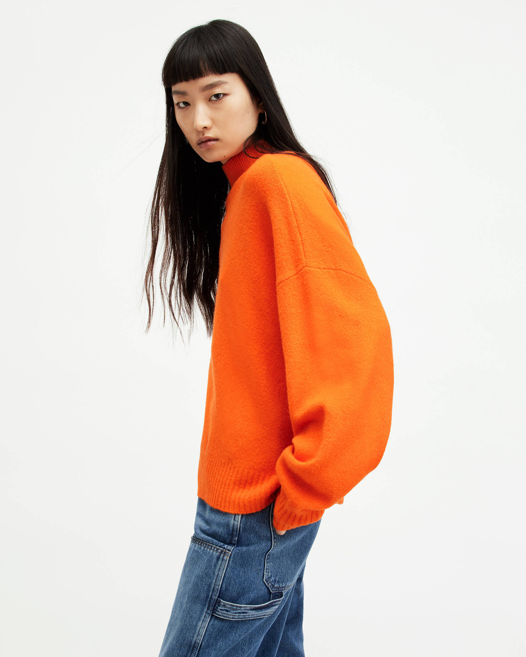 Asha Soft Fluffy Sweater ZESTY ORANGE | ALLSAINTS US | AllSaints US