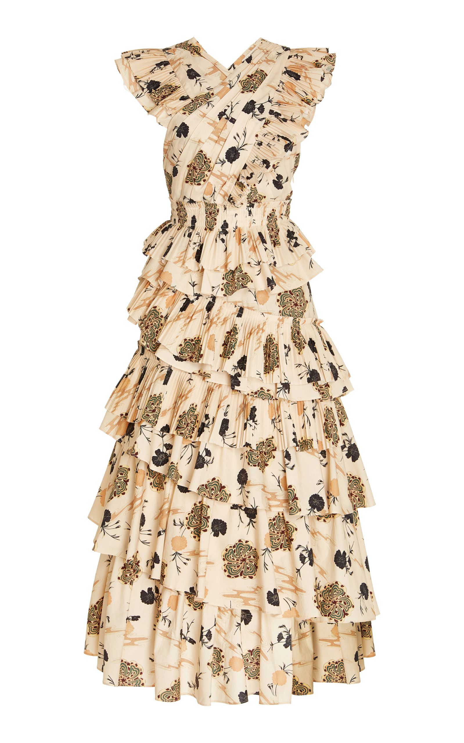 Aurore Printed Cotton Tiered Midi Dress | Moda Operandi (Global)