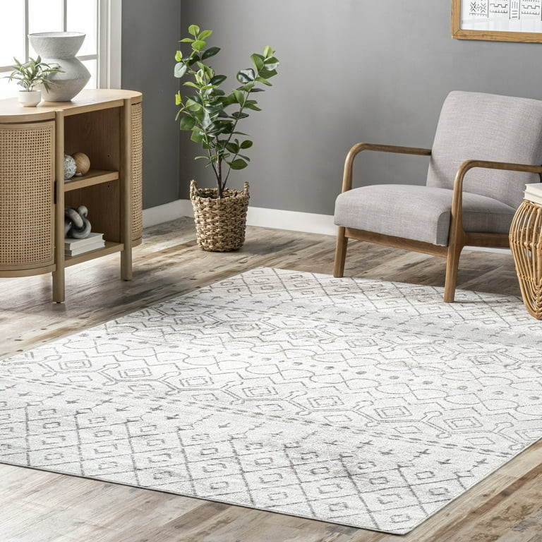 nuLOOM Audrey Machine Washable Geometric Moroccan Area Rug, 8' x 10', Ivory | Walmart (US)