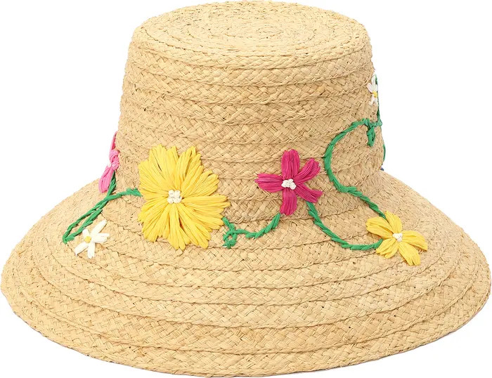 Kate Spade New York floral embroidered straw hat | Nordstrom | Nordstrom