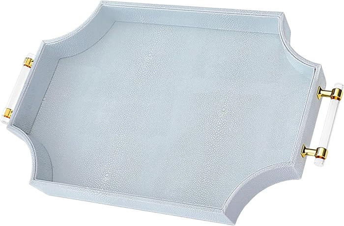 22.6'' × 13'' Coffee Table Tray Shagreen Decorative Tray for Ottoman Home Decor Serving Tray wit... | Amazon (US)