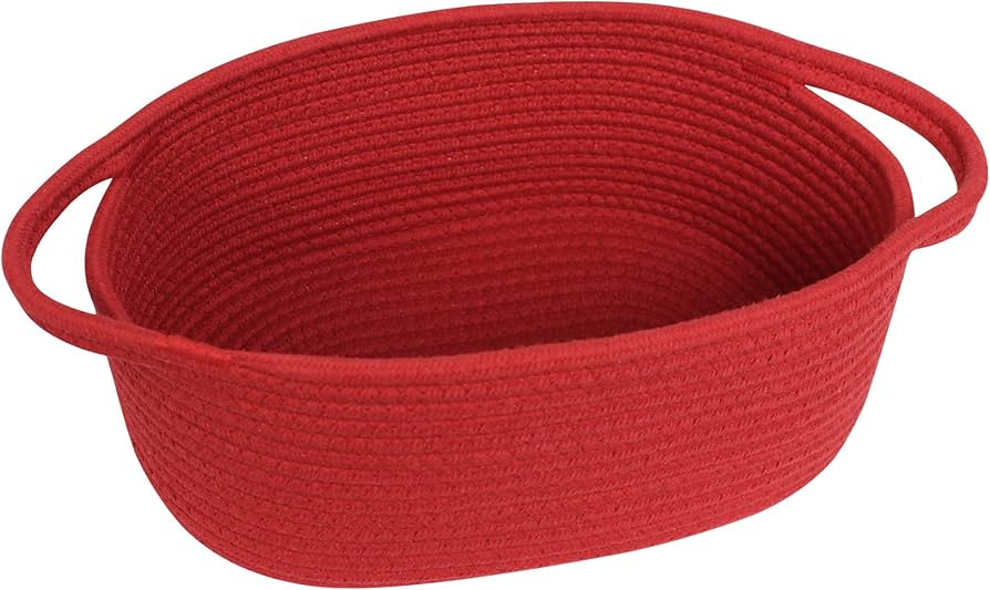 Red Woven Basket, 13" x 9" x 5" Baskets for Gifts Empty, Cute Cotton Rope Cat Dog Toy Bin Box, Sm... | Amazon (US)