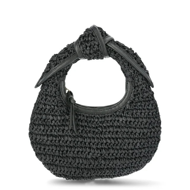 Time and Tru Women's Top Knot Mini Crescent Bag, Black | Walmart (US)