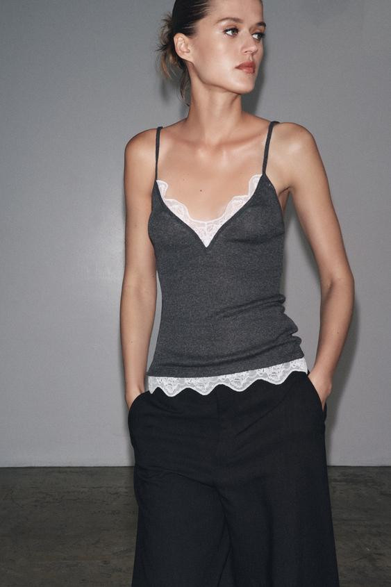 LACE STRAPPY TOP | Zara US