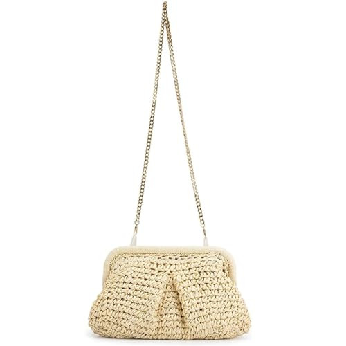 OWGSEE Straw Clutch Purses for Women Straw Purses and Handbags Crossbody Bags Raffia Bag with Removable Shoulder Strap (Beige) | Amazon (US)