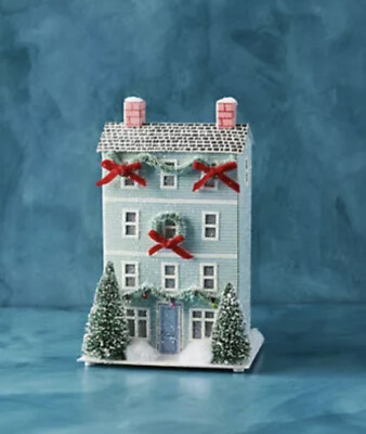 Anthropologie George & Viv Light-Up Holiday Village Townhouse Mint House Green  | eBay | eBay US