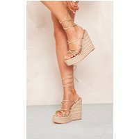 Gold Wide Fit Espadrille Multi Lace Up Platform Wedges | PrettyLittleThing CAN