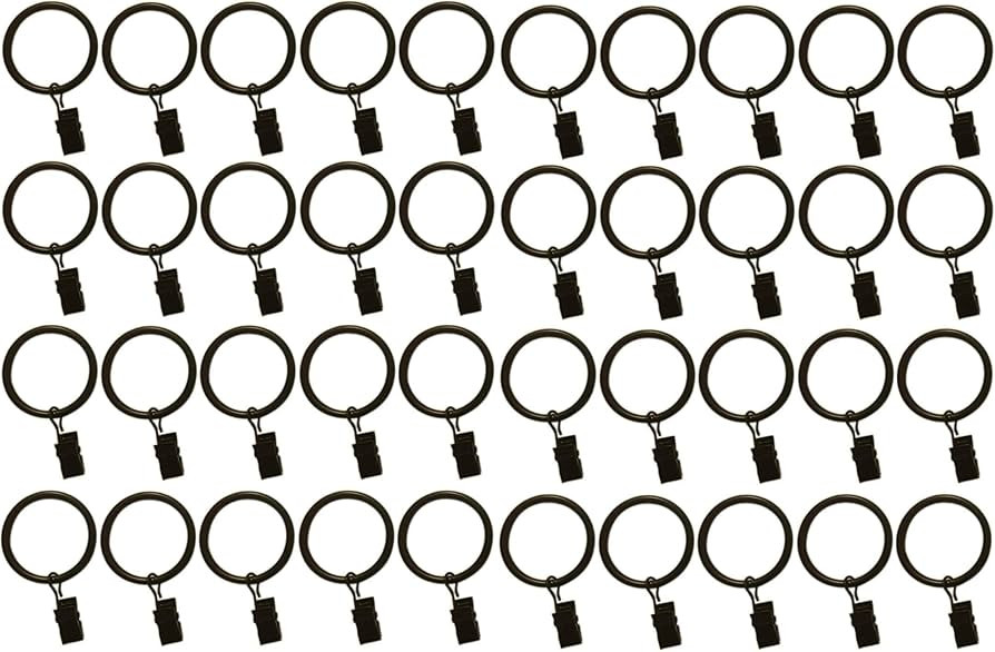 1.5-inch, Set of 40, Black - Metal Curtain Rings with Clips and Eyelets – TEJATAN (Also Known a... | Amazon (US)