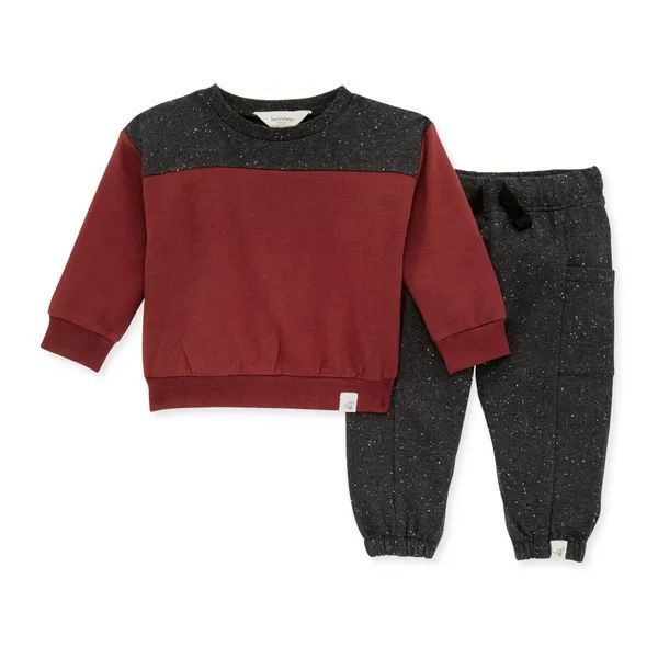French Terry Top & Speckled Heather Pant Set - 2 Toddler | Burts Bees Baby