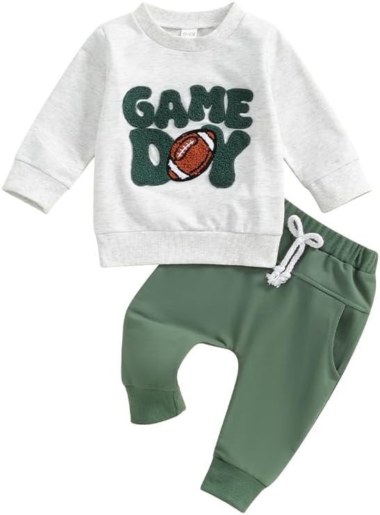 Kislio Infant Toddler Baby Boy Clothes Set Game Day Football Long Sleeve Pullover Sweatshirt Pant... | Amazon (US)