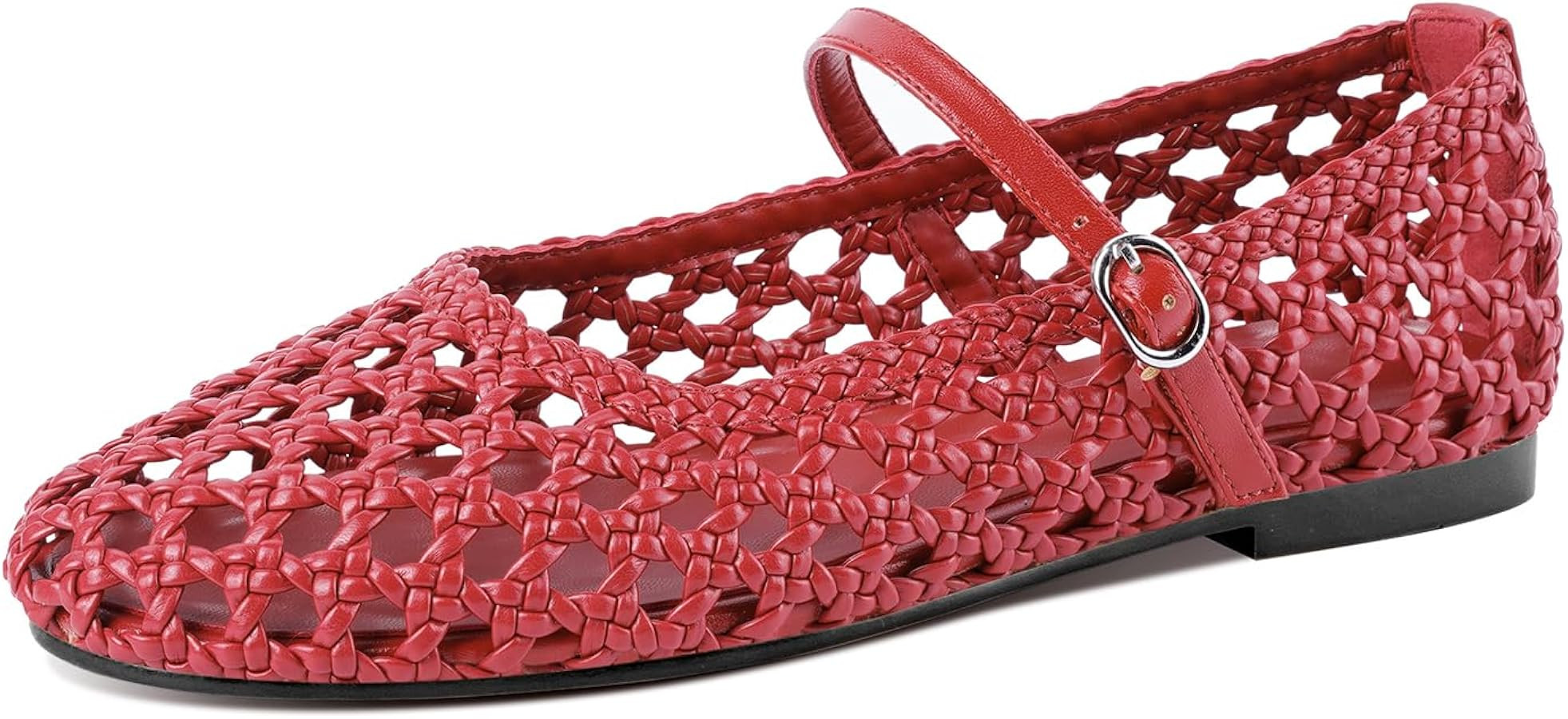 Leopard Mesh Flats for Women Round Toe Mary Jane Ballet Flats Buckle Strap Slip On Casual Breatha... | Amazon (US)