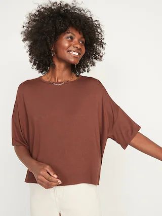 Short-Sleeve Luxe Oversized Cropped T-Shirt for Women | Old Navy (US)