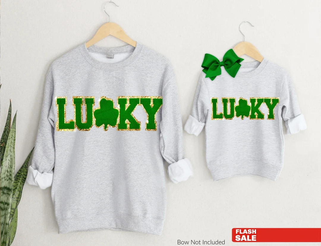 LUCKY Sweatshirt, St Patricks Day Shirts for Women and Girl, St Paddys Day Mommy and Me Outfits, ... | Etsy (US)