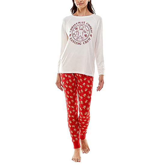 Jaclyn Womens Crew Neck Long Sleeve 2-pc. Pant Pajama Set | JCPenney