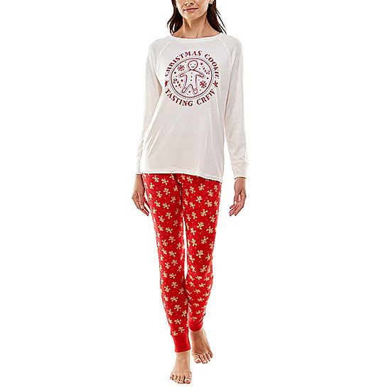 Jaclyn Womens Crew Neck Long Sleeve 2-pc. Pant Pajama Set | JCPenney