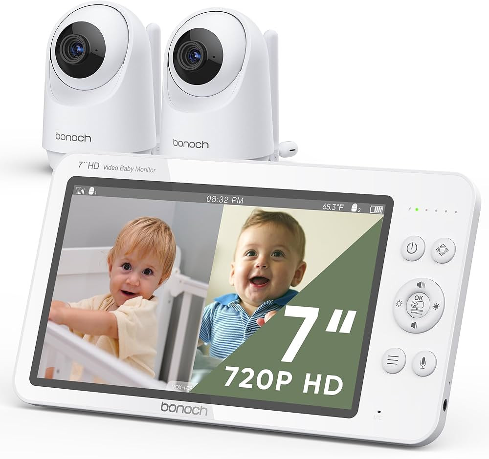 bonoch MegaView Baby Monitor with 2 Cameras, 7" 720P HD Split Screen Baby Monitor No WiFi, Video ... | Amazon (US)