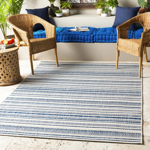 Hennigan Navy Indoor/Outdoor Area Rug | Wayfair North America